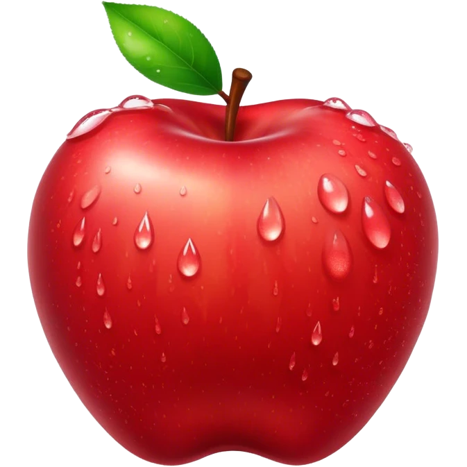 Cinematic Realistic Apple Emoji, Fresh and vibrant, with a crisp, red skin glistening with droplets of water. The smooth, shiny surface catches the light, while the green stem adds a natural touch. Soft glowing outline, capturing the essence of health, sweetness, and freshness in a crisp apple! emoji