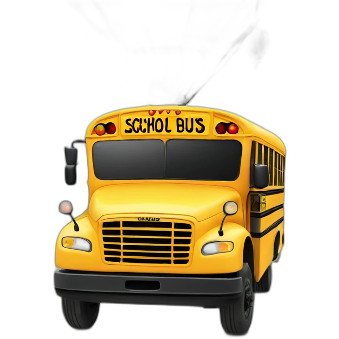 School bus hanging from hot air balloon emoji