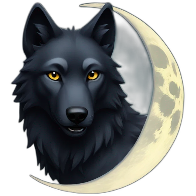 Black wolf with the moon emoji