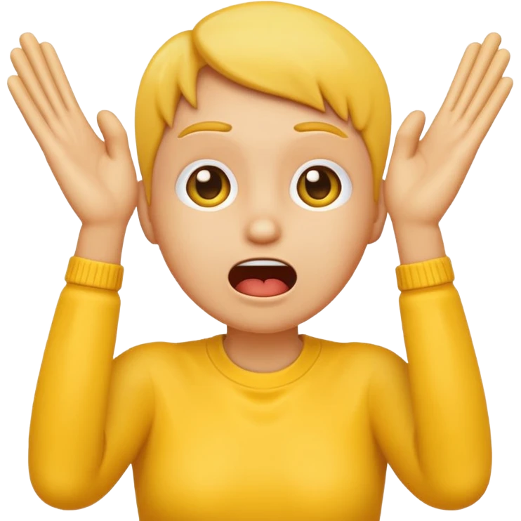 Yellow emoji doing choking emote with hands emoji