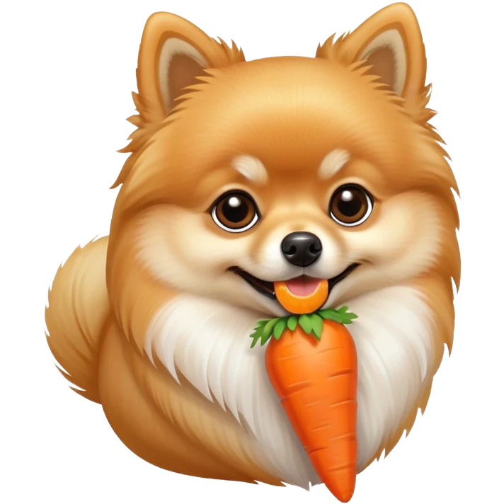Pomeranian dog eating a carrot emoji