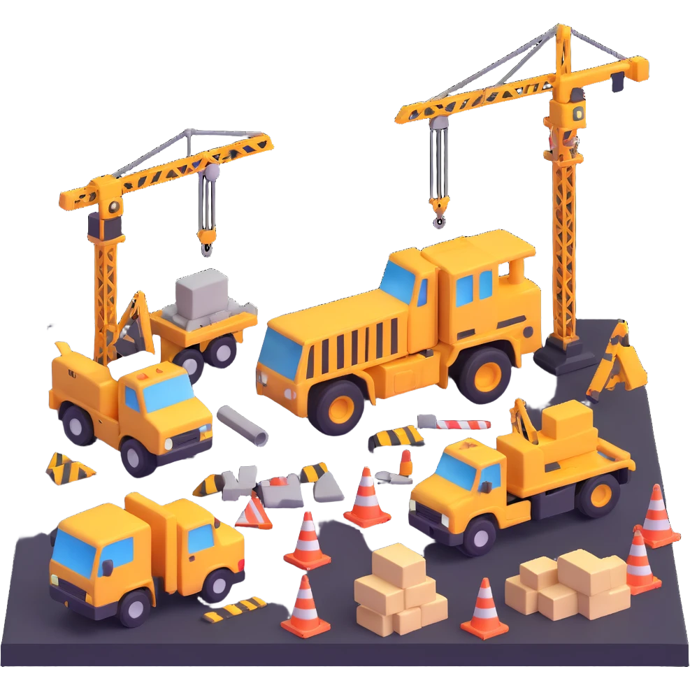 construction site with cranes and materials emoji