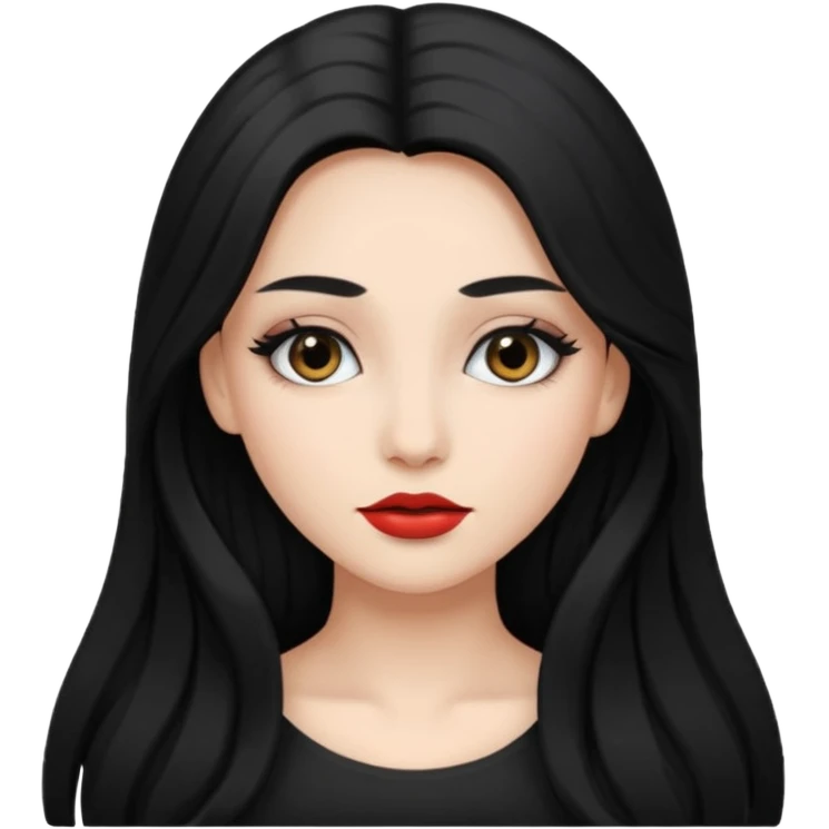 girl with black hair with long  hair Wearing makeup
 emoji