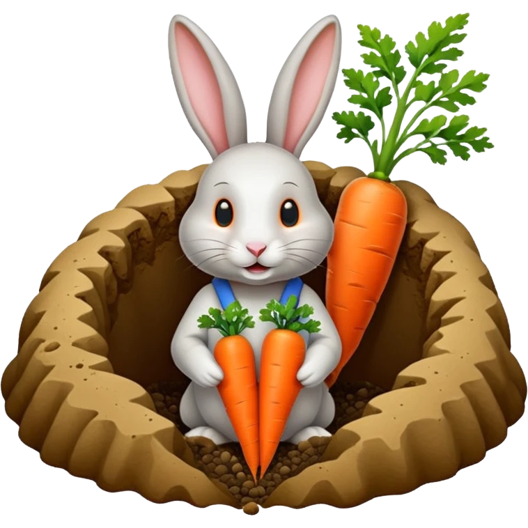Rabbit burrow, carrot outside emoji