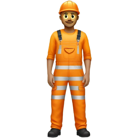 man standing wearing orange hi visibility overalls  emoji