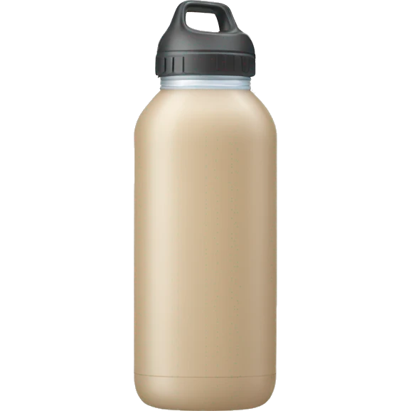 Beige water bottle with handle and straw emoji