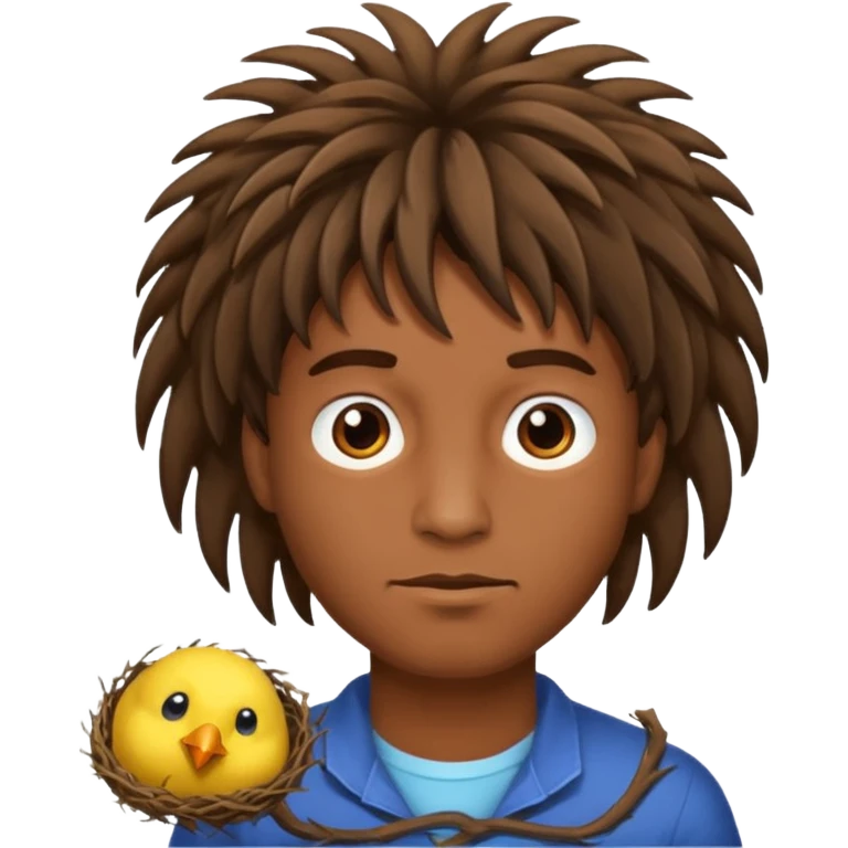 Man who's hair is a Birds nest emoji