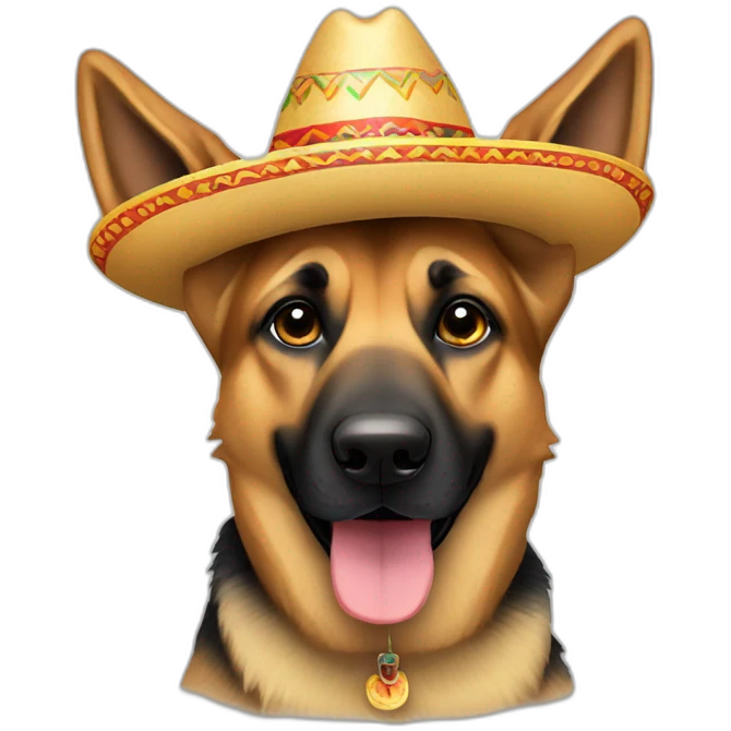 german shepard dog wearing a sombrero emoji