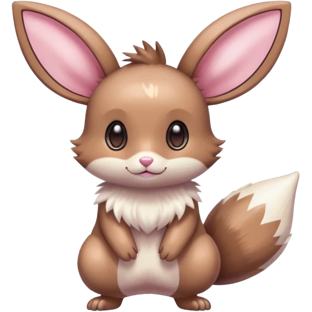 Kawaii Shiny Colorful Pastel Minccino-Furret-Eevee-fusion Full Body emoji