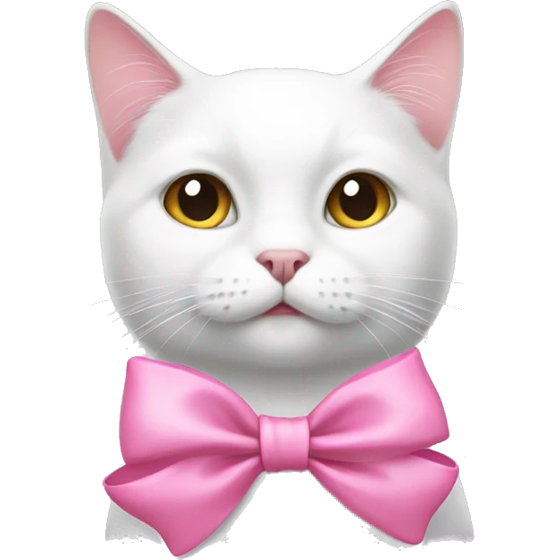 white cat with pink bow emoji