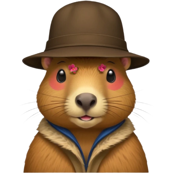 Realistisk Capybara med hat emoji