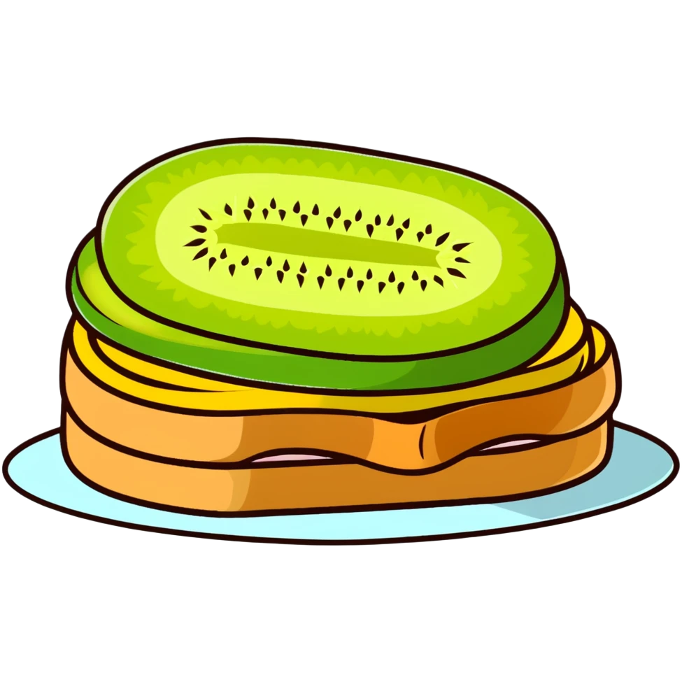 Kiwi sandwich with sliced kiwi fruit between bread slices emoji