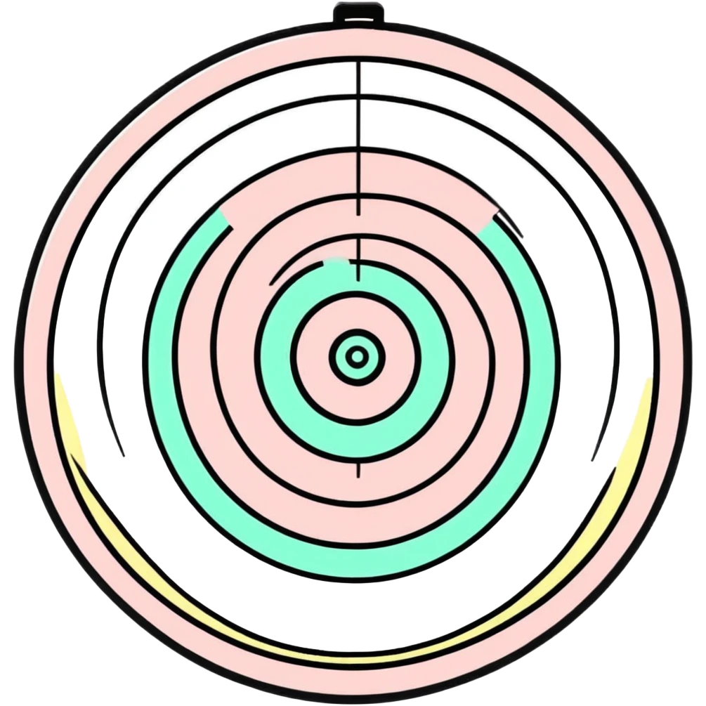 A colorful bullseye target with spring pastel colors emoji