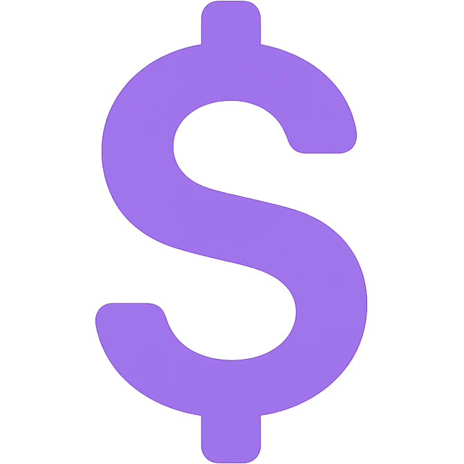 dollar sign icon, sleek style, using purple RGB color emoji