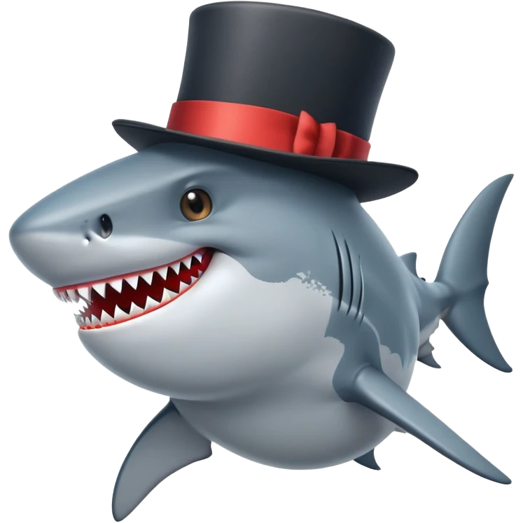 Shark with a top hat emoji