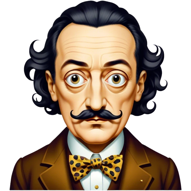 Cinematic Realistic portrait of Salvador Dalí, depicted as a surrealist artist with eccentric, expressive features and his iconic mustache, rendered with vibrant, imaginative lighting and richly detailed period attire that capture his avant-garde essence. emoji