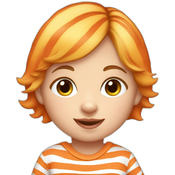 Caucasian newborn girl in orange tiger stripe shirt emoji