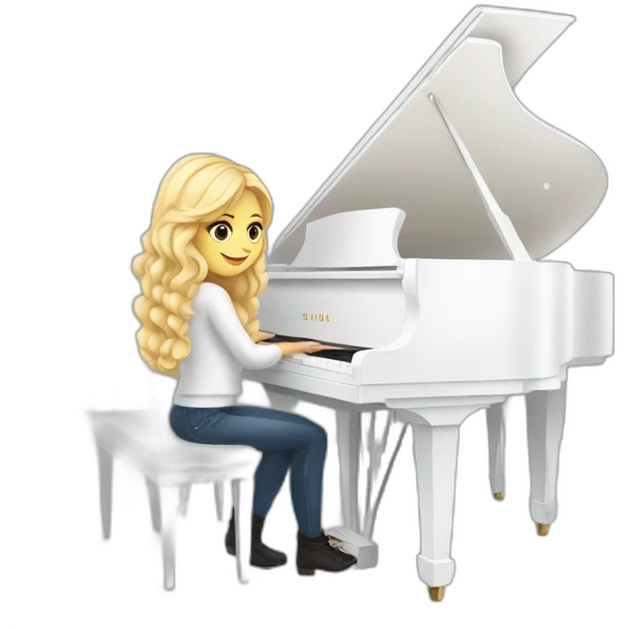 Blonde Piano girl is playing on the white piano the song about winter emoji