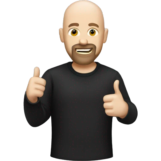 bald white guy with dark shirt and goatee thumbs up emoji