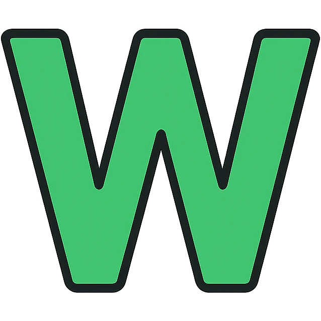 big green letter W, bold and eye-catching emoji