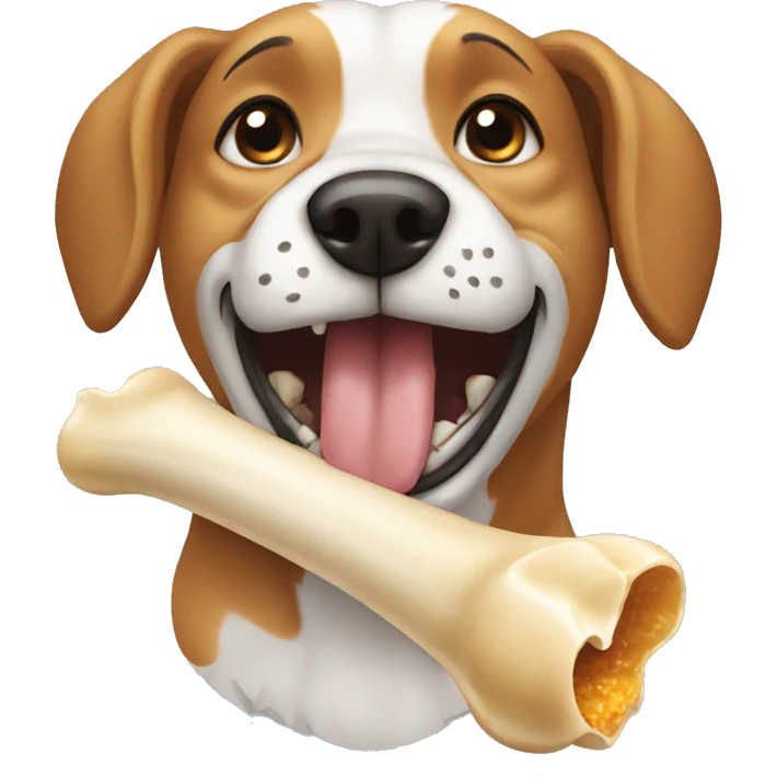 Dog eating a bone emoji