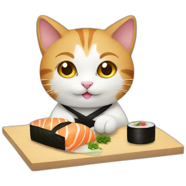 cat serving sushi emoji