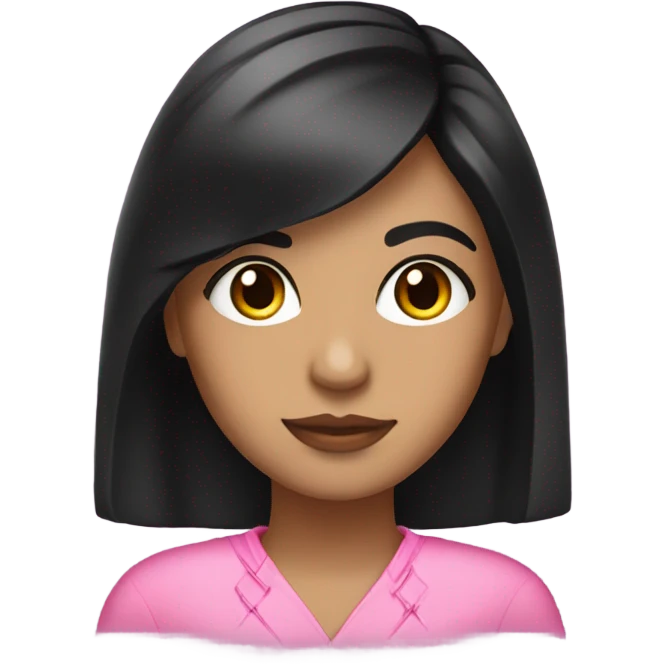 Latin girl with bacl hair, attorney pink accessories  emoji