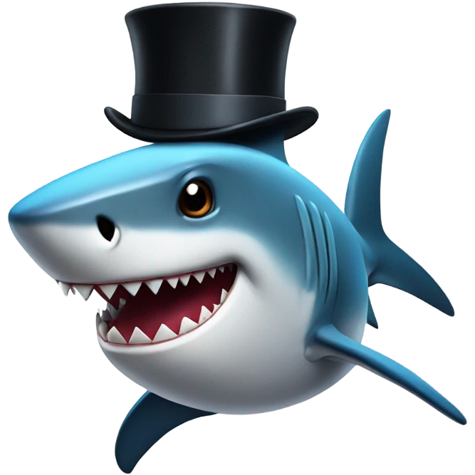 Shark with a top hat emoji