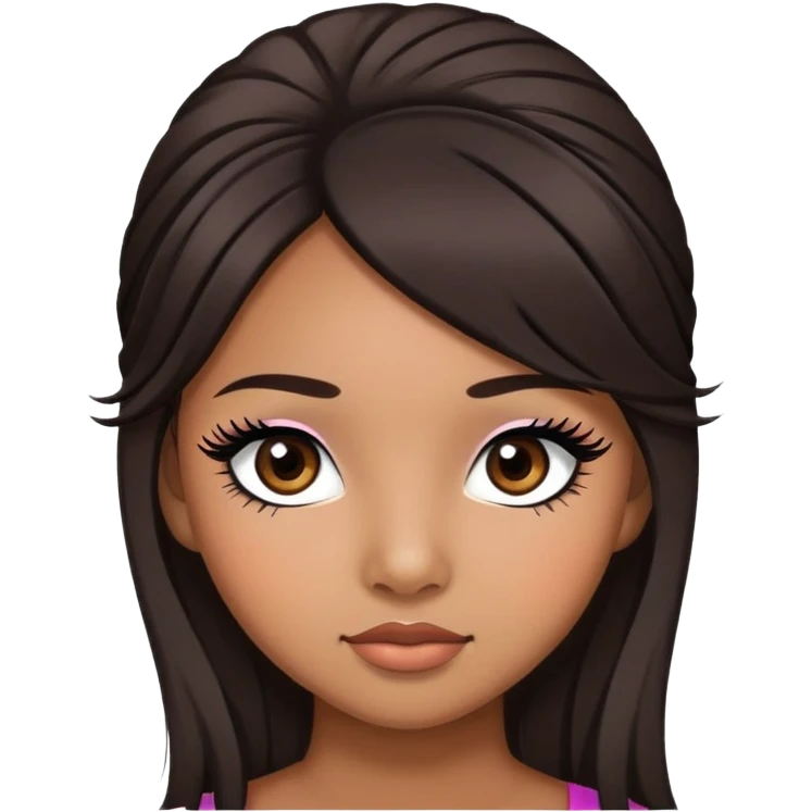 Create a Filipino girl with fake eyelashes brown/black hair emoji