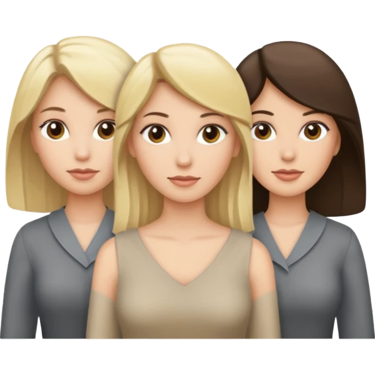Three women blonde brunette gray emoji