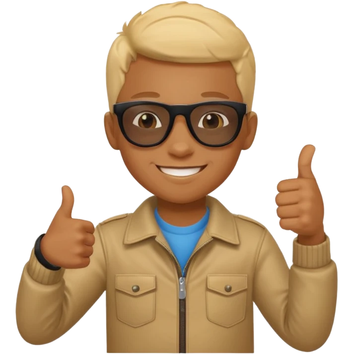 Creat light black kid with this "👍, 👈, 😀, 😎, reaction emoji