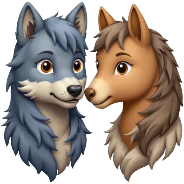 a wolf and a pony in love emoji