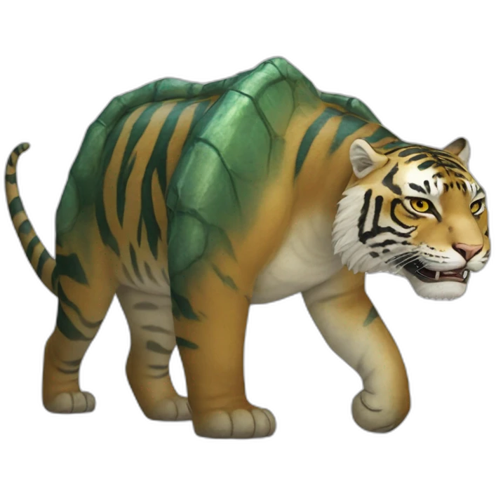 Un chat sur un tigre qui est sur un éléphant qui est sur Un dinosaure emoji