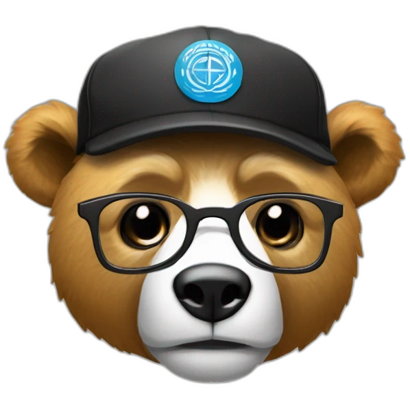 un oso con lentes oscuros y gorra negra emoji