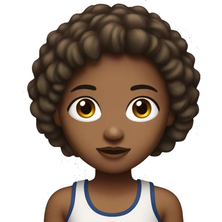 Girl light dark skin with tank top with shorts that has straight brown hair with lashes on her eyes emoji
