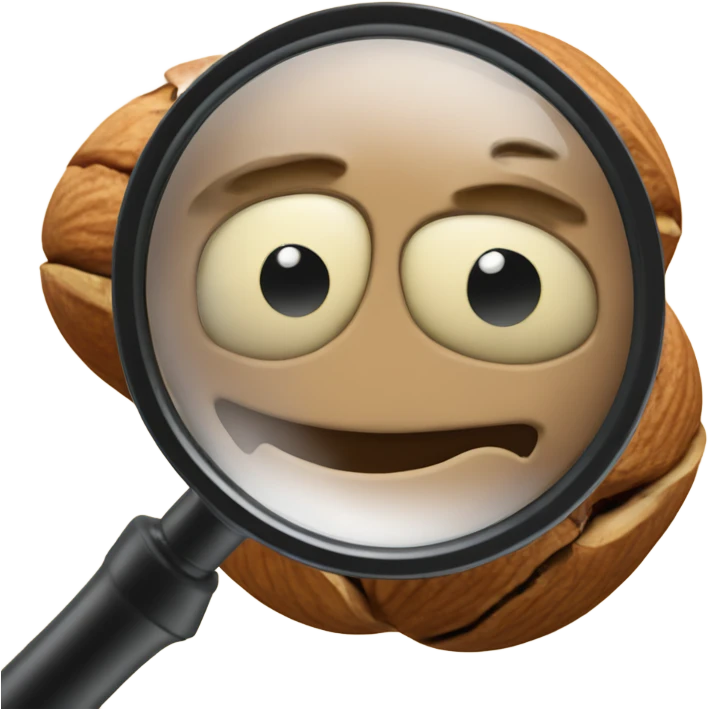 nuts on magnifying glass emoji