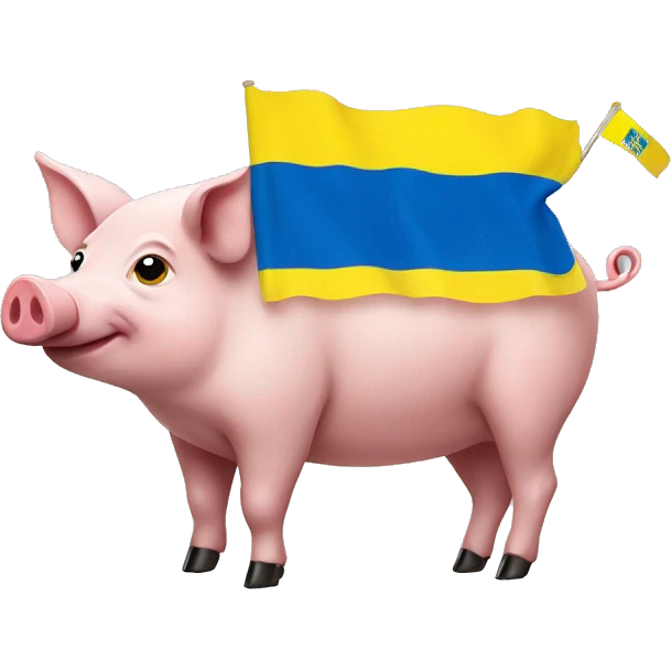 Pig with Ukranian flag on it emoji