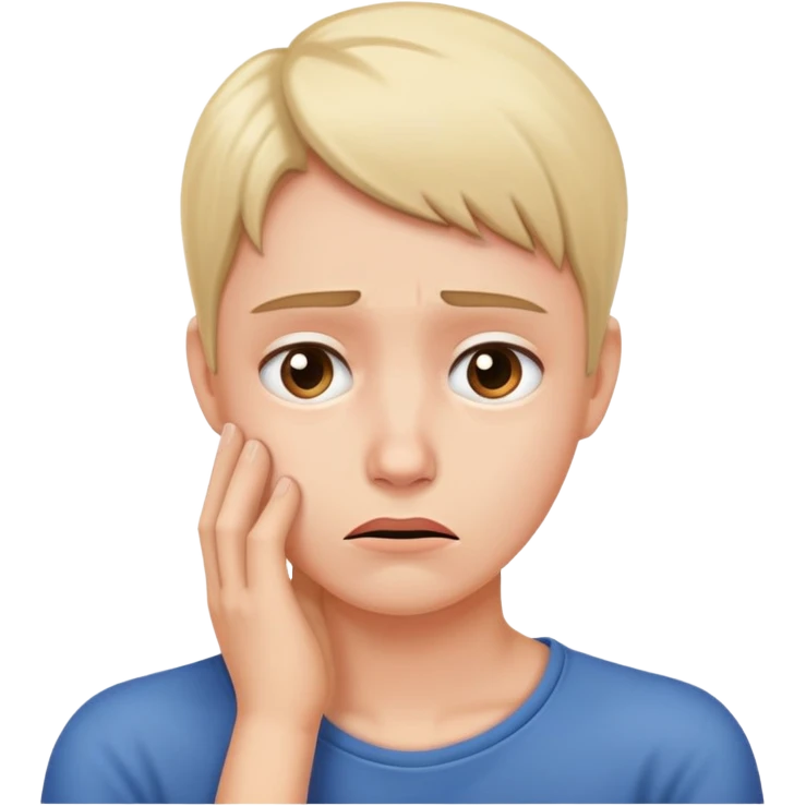 person with a worried expression, hand on neck emoji