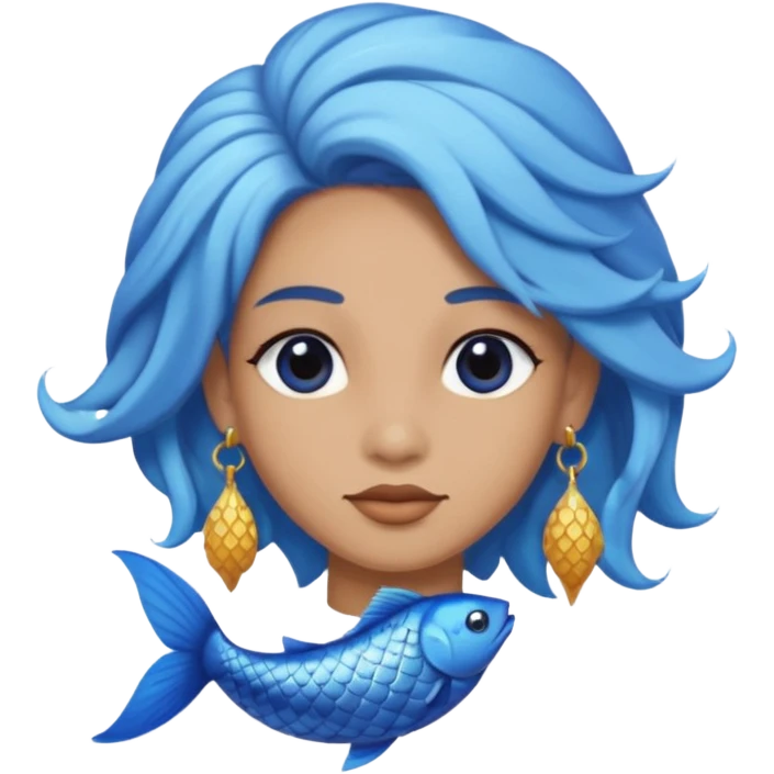 earring  wearing fish with hair emoji