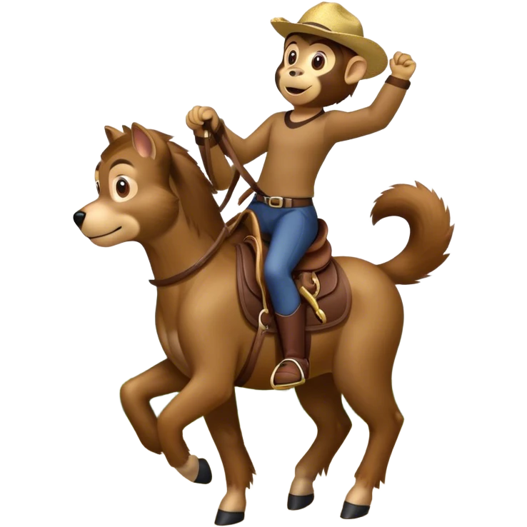 Dog riding monkey, riding horse emoji
