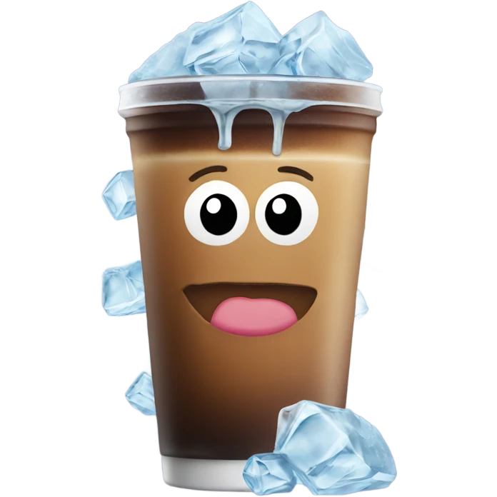 Kissy face surrounded by ice coffee emoji