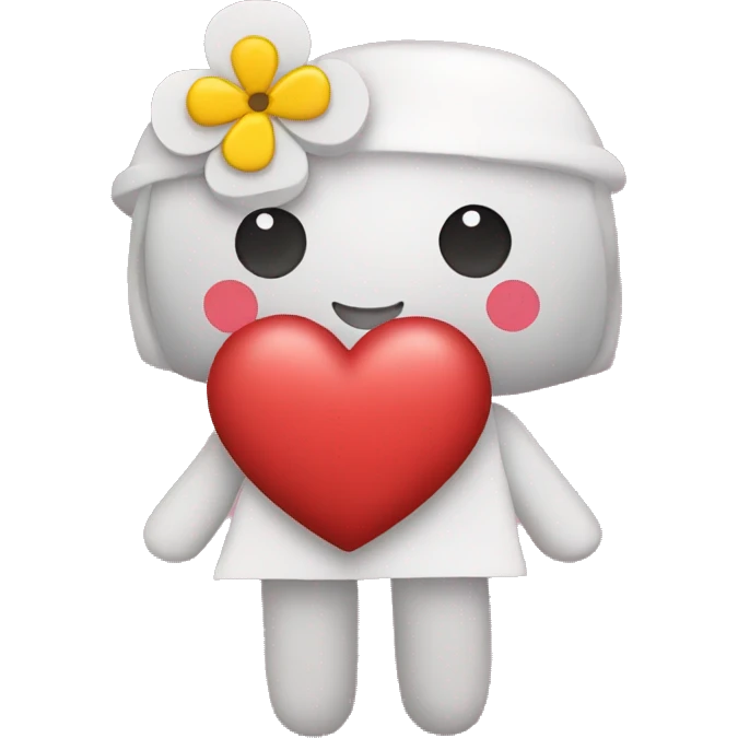 make a heart with a flower dressed as a square dance emoji