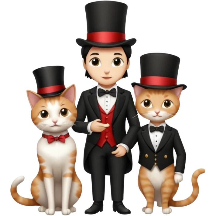 magician couple and their pet cat emoji