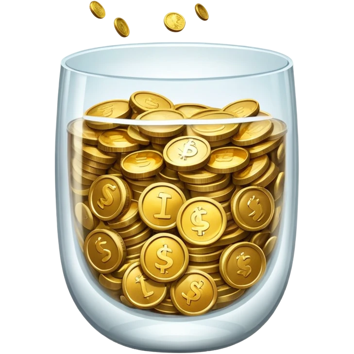 glass filled with coins emoji