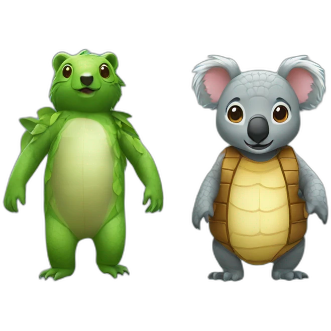 Koala and a crocodile costume emoji