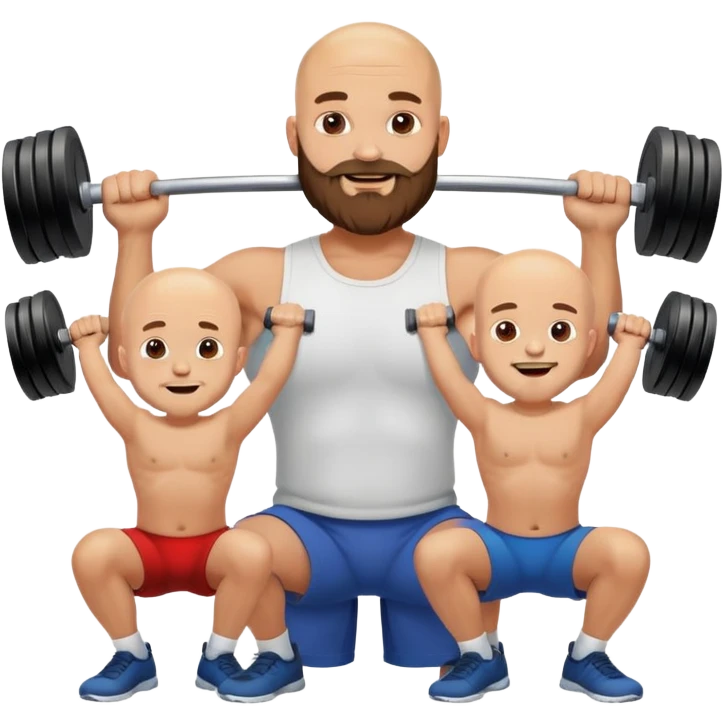 Deadlift bald beard with three sons emoji