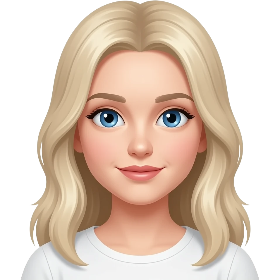 A platinum blonde girl with blue eyes emoji