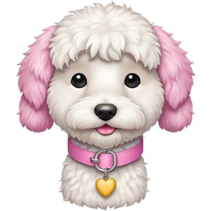 white labradoodle dog pink collar emoji