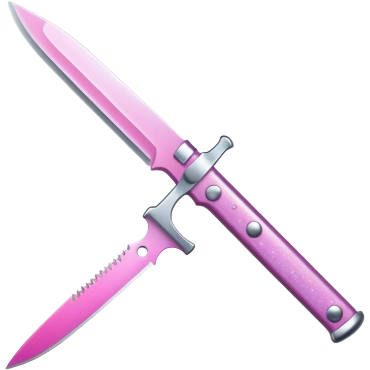 Pink ombre knife with glitter emoji