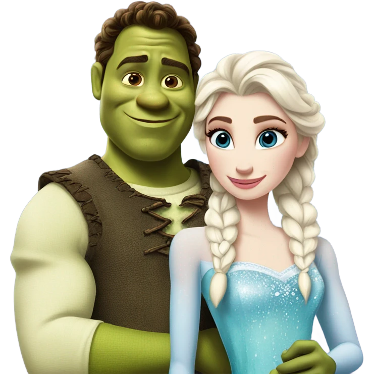 Elsa and shrek in love emoji